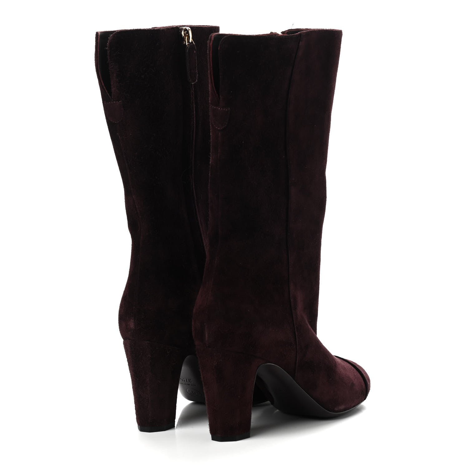 Chanel Suede Boots 37.5 Burgundy 4 of 11