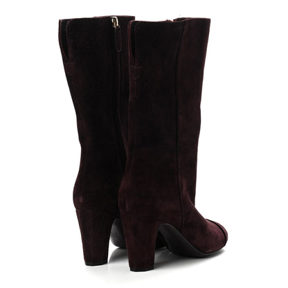 Chanel Suede Boots 37.5 Burgundy 4 of 11