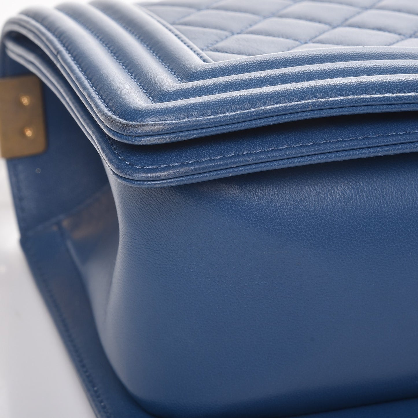 Lambskin Quilted Medium Boy Flap Blue