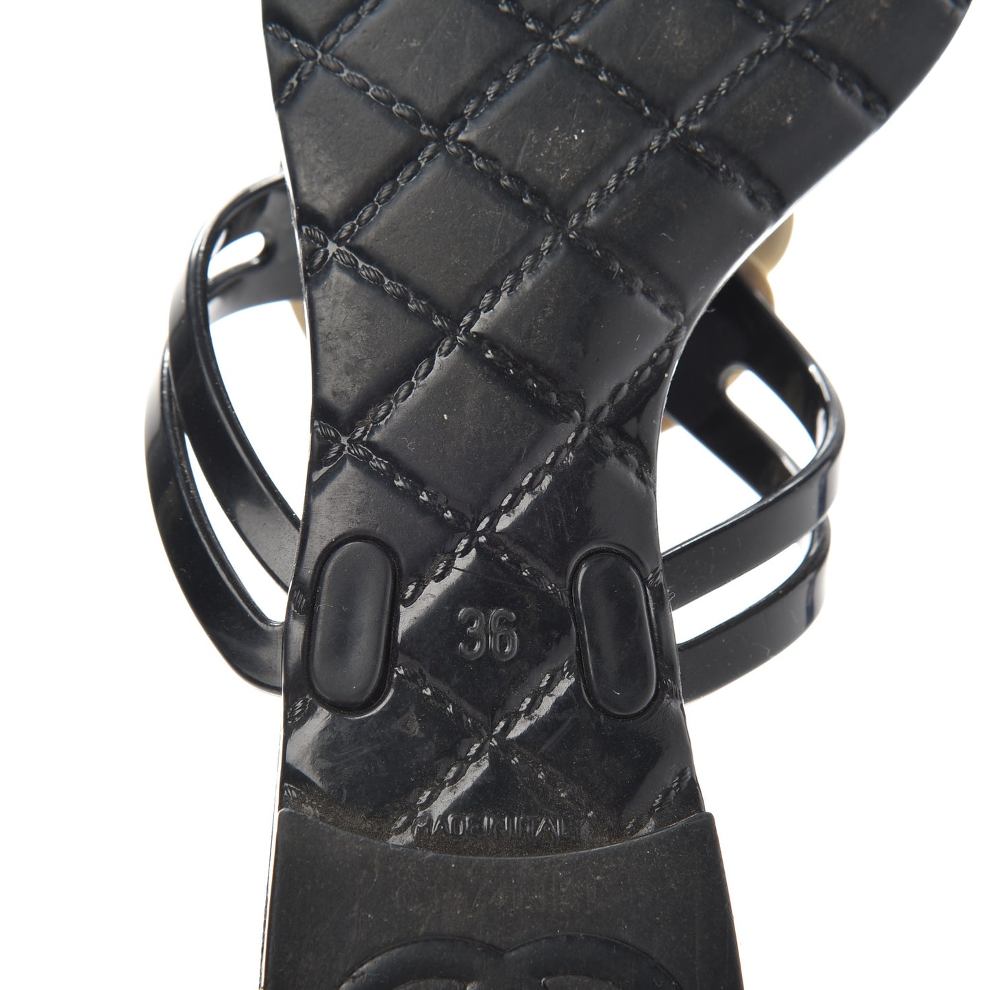 Jelly Camellia Thong Sandals 36 Black Ivory