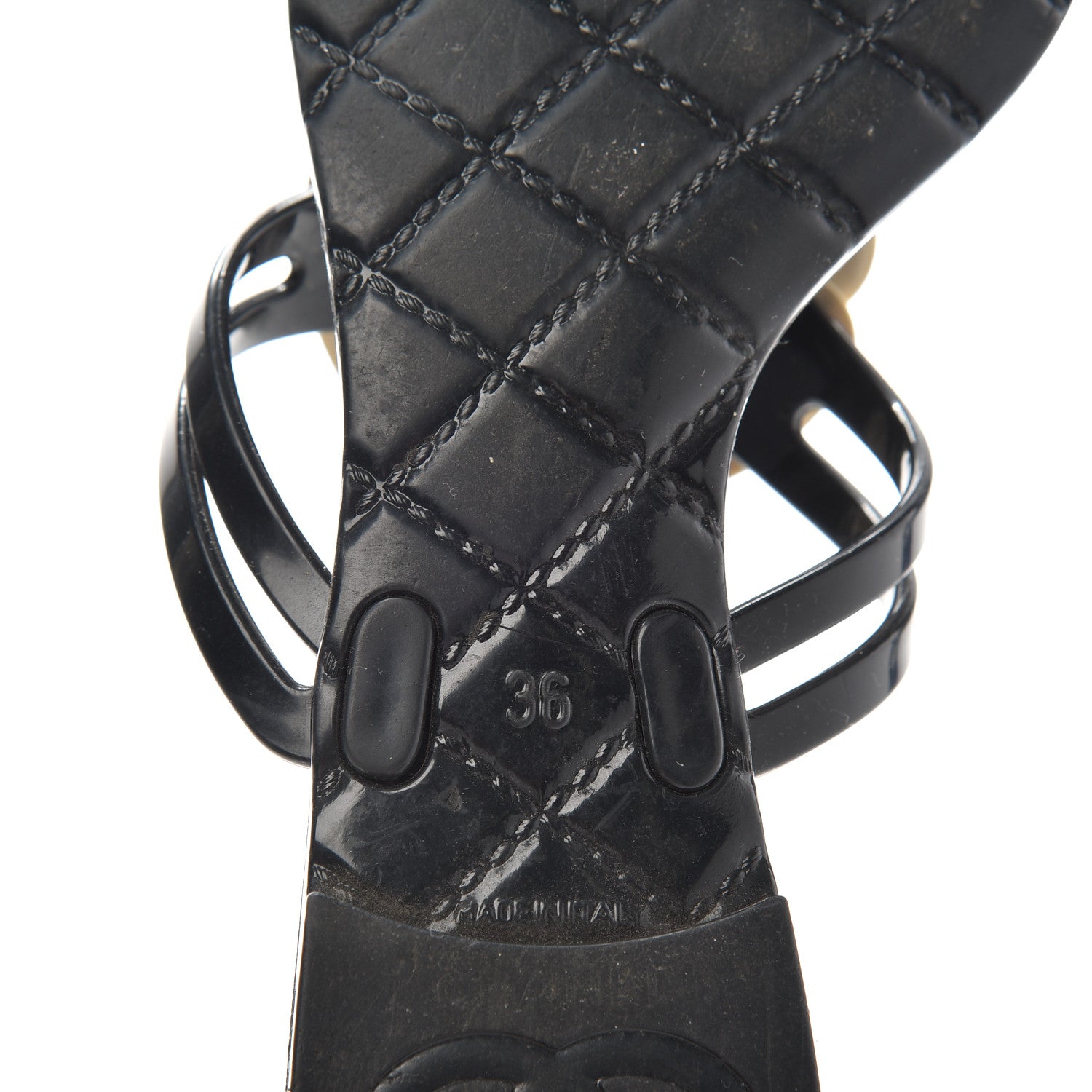 Chanel Jelly Camellia Thong Sandals 36 Black Ivory 9 of 10