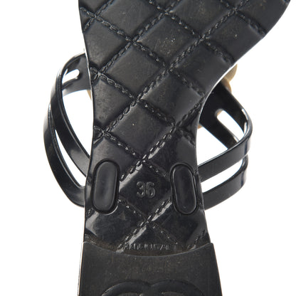 Chanel Jelly Camellia Thong Sandals 36 Black Ivory 9 of 10