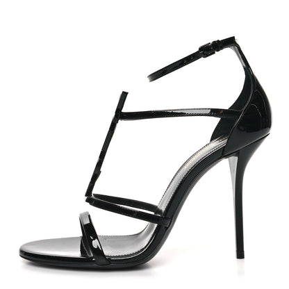 Saint Laurent Patent Cassandra 100 Sandals 38.5 Black 1 of 9
