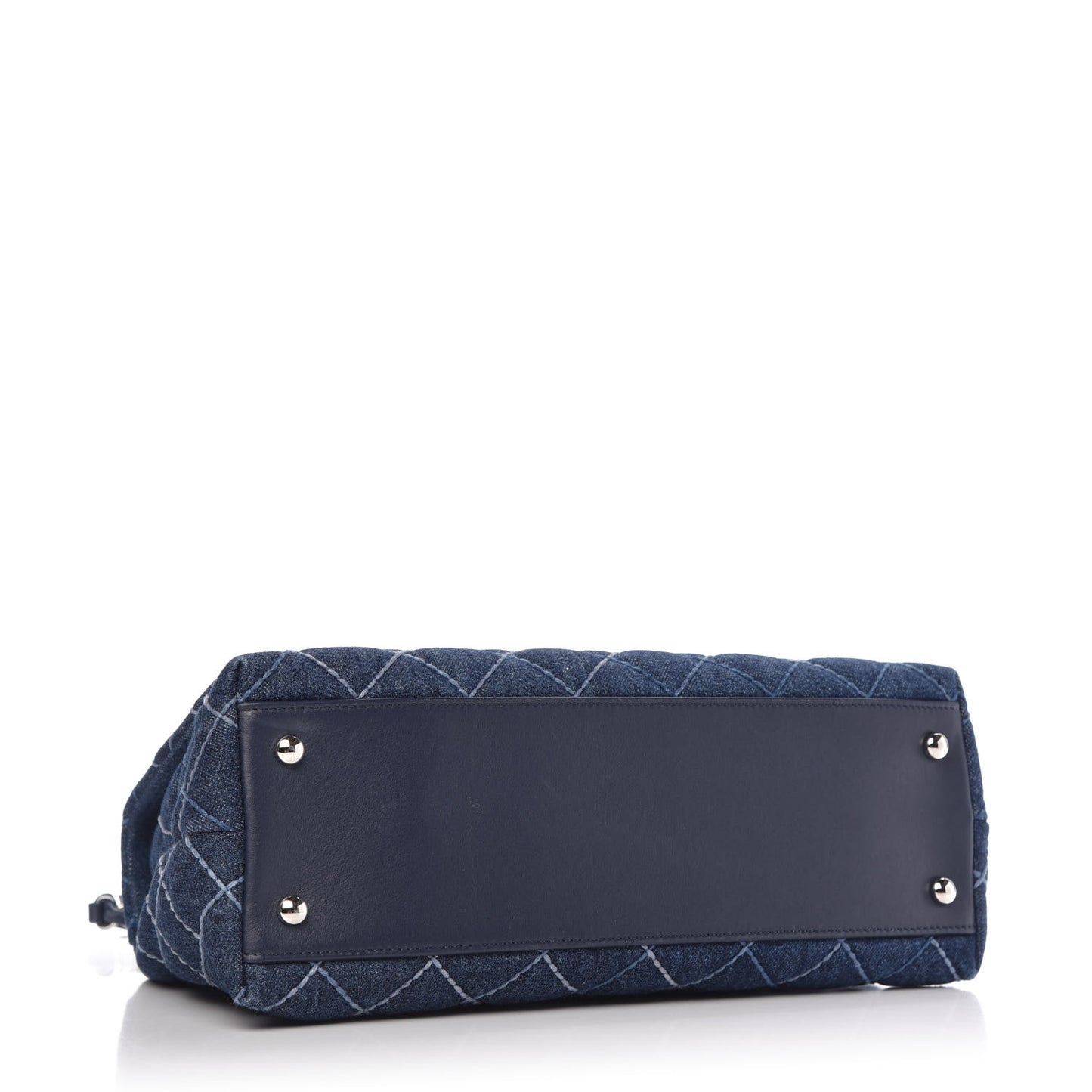 Denim Quilted Small Coco Handle Flap Blue