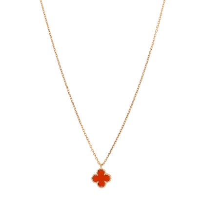 Van Cleef & Arpels 18K Rose Gold Carnelian Sweet Alhambra Pendant Necklace 2 of 10