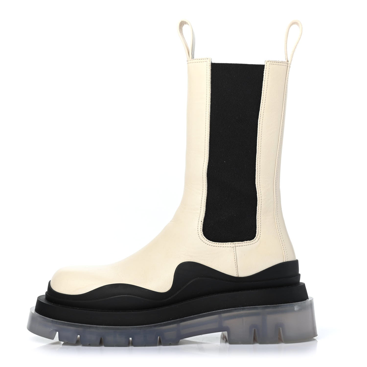 Bottega Veneta Calfskin The Tire Chelsea Boots 36 Wax Black Transparent 1 of 4