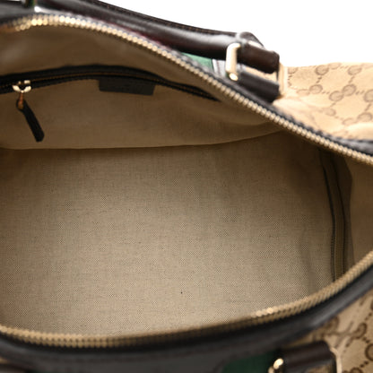 Gucci Monogram Selleria Calfskin Vintage Web Medium Boston Beige Ebony Cocoa 10 of 15