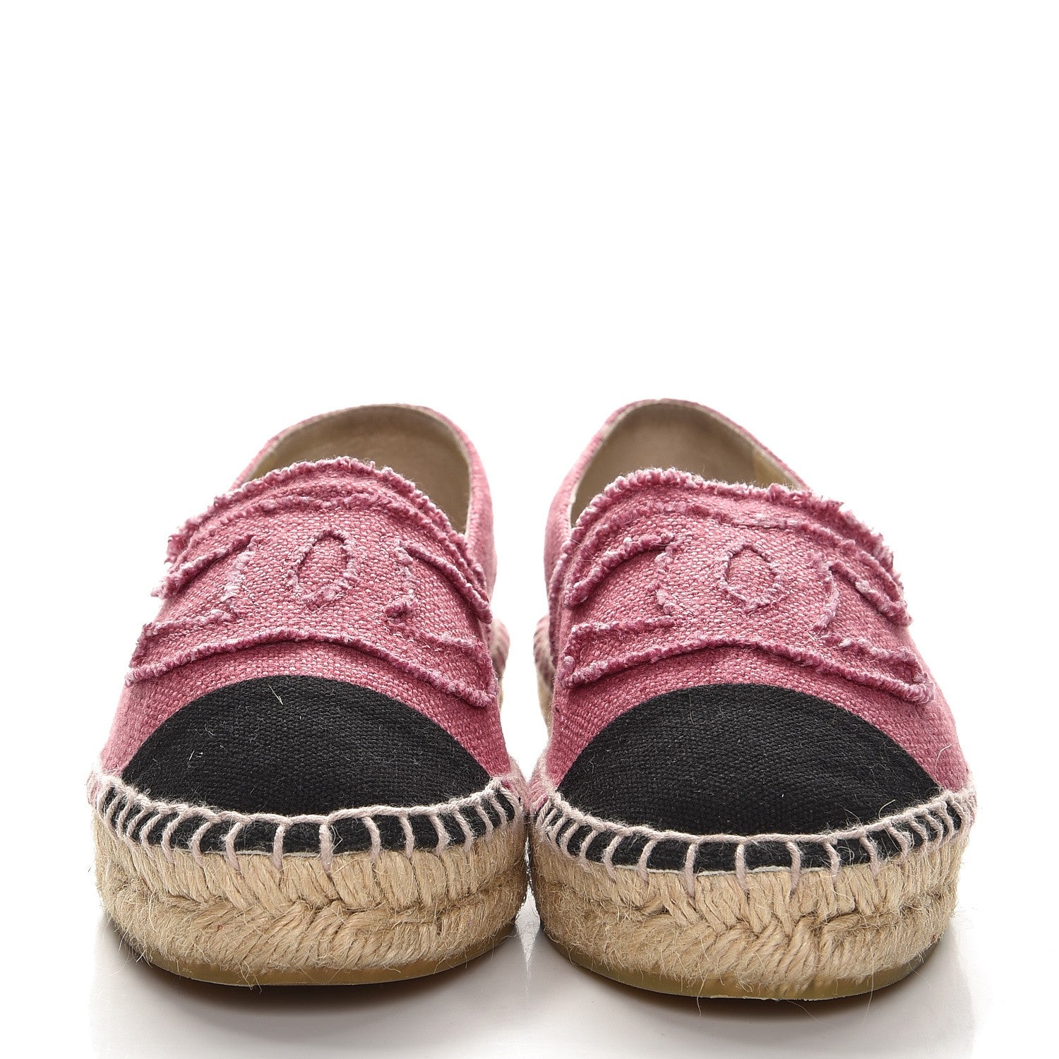 Chanel Linen CC Espadrilles 37 Pink Black 3 of 10
