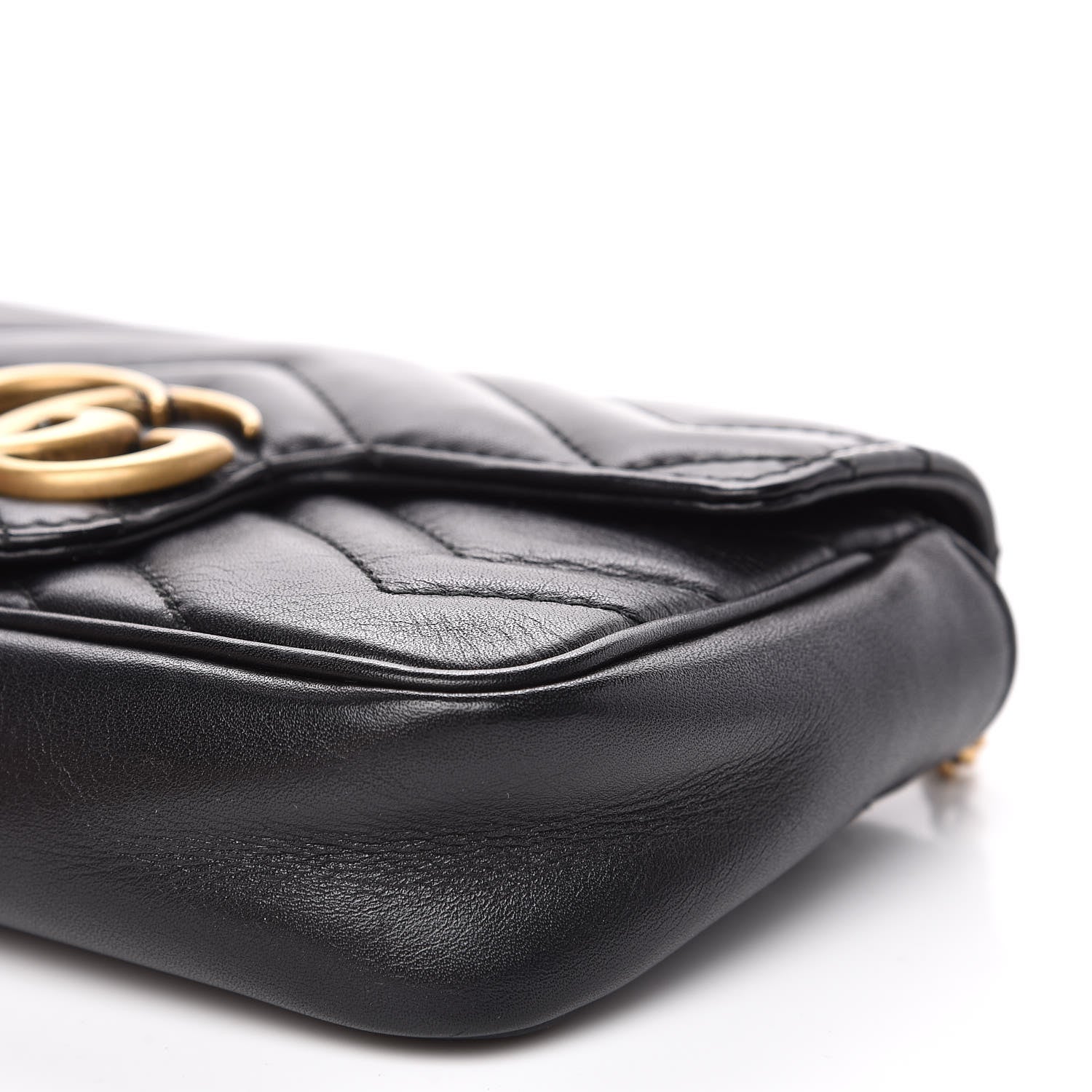 Gucci Calfskin Matelasse Super Mini GG Marmont Shoulder Bag Black 11 of 12