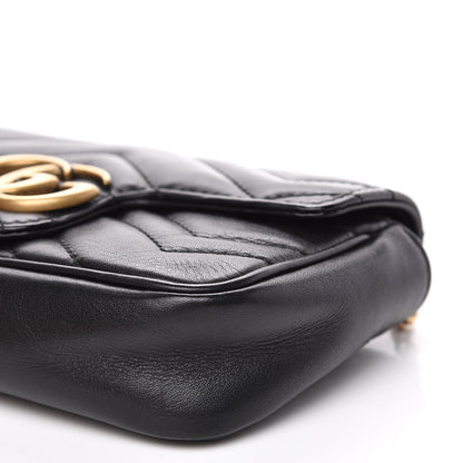 Gucci Calfskin Matelasse Super Mini GG Marmont Shoulder Bag Black 11 of 12