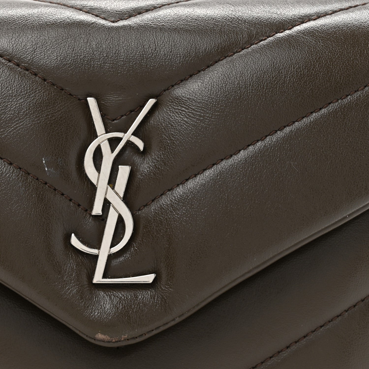 Saint Laurent Calfskin Y Quilted Monogram Toy Loulou Crossbody Bag Military Olive 9 of 18