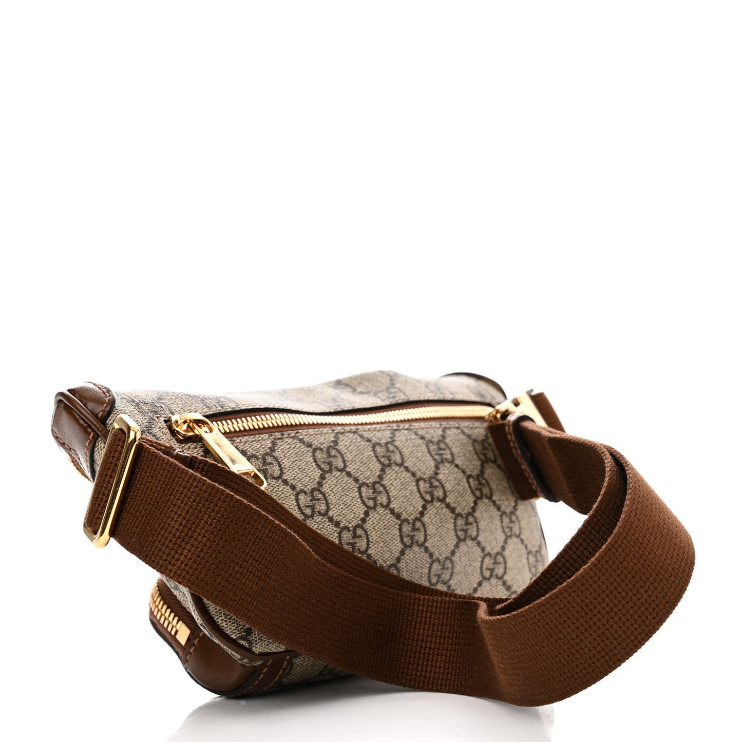 GG Supreme Monogram Textured Calfskin Retro Interlocking G Belt Bag Beige Ebony Brown Sugar