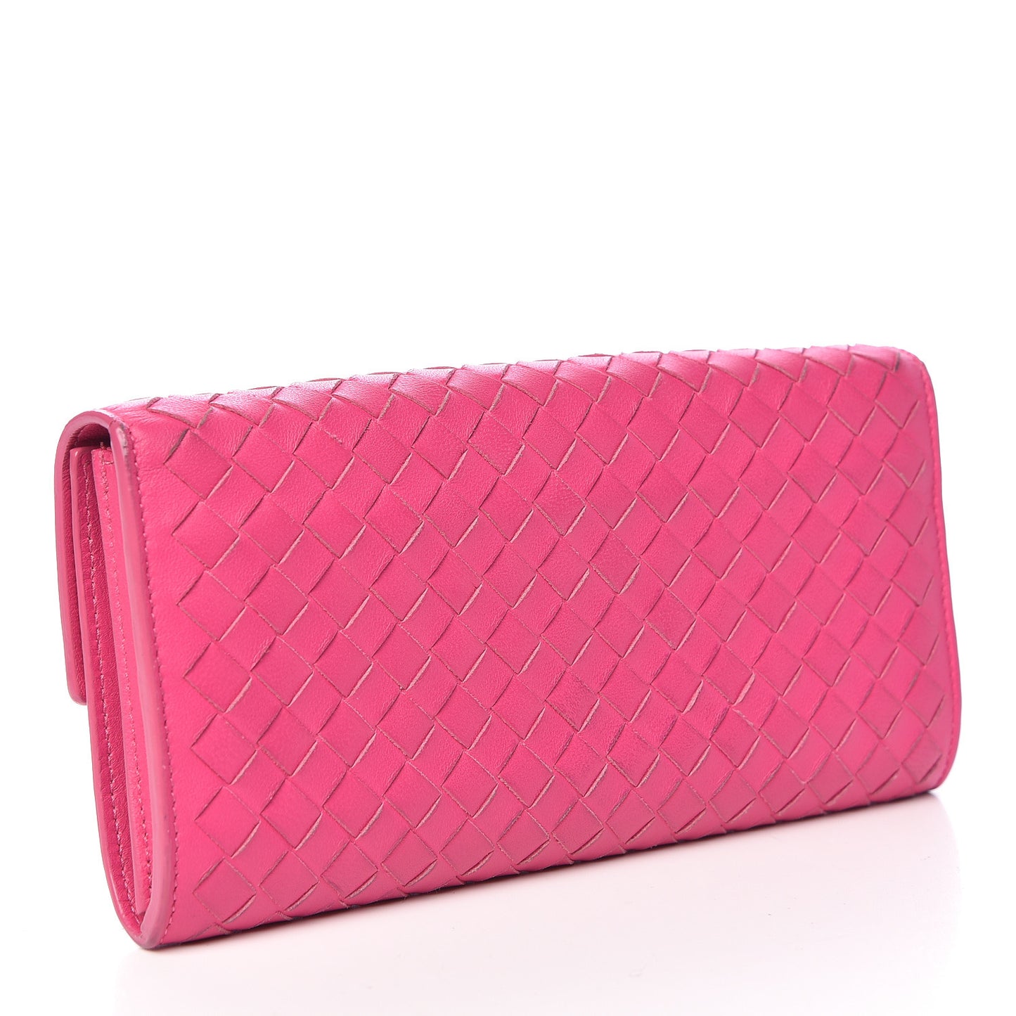 Nappa Intrecciato Continental Flap Wallet Rosa Shock