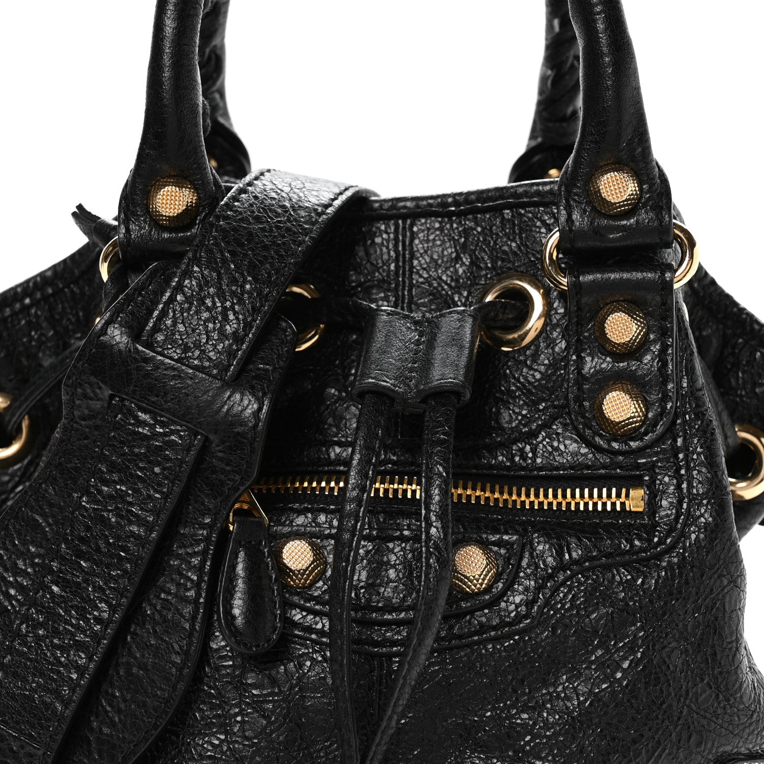 Balenciaga Agneau Giant 12 Gold Hardware Mini Pompon Black 1871591