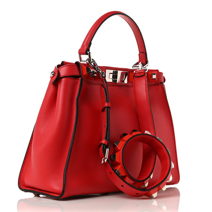 Fendi Vitello Seta Studded Medium Peekaboo Iconic Satchel Fiamma 3 of 8