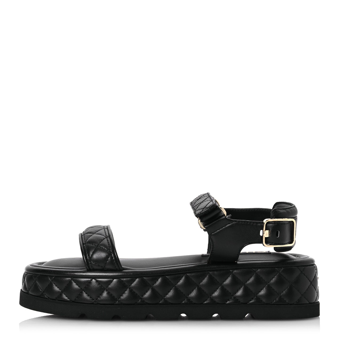 Lambskin Quilted Platform Sandals 40.5 Black