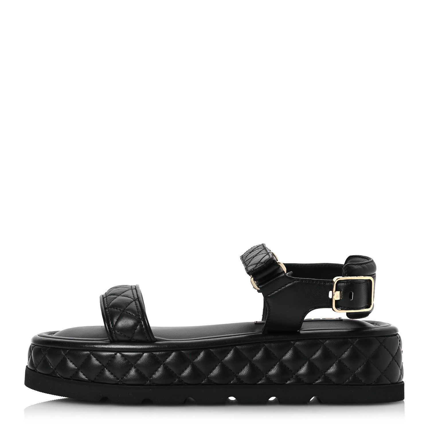 Chanel Lambskin Quilted Platform Sandals 40.5 Black 1 of 13