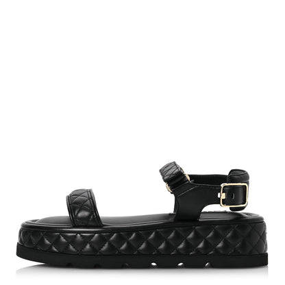 Chanel Lambskin Quilted Platform Sandals 40.5 Black 1 of 13