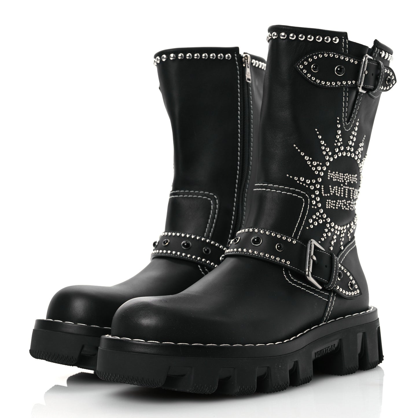 Calfskin Studded Mens Checker Mid Boot 8