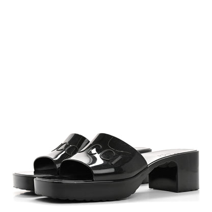 Gucci Rubber Gucci Logo Womens Platform 20/60mm Slide Sandals 38 Black 4 of 9