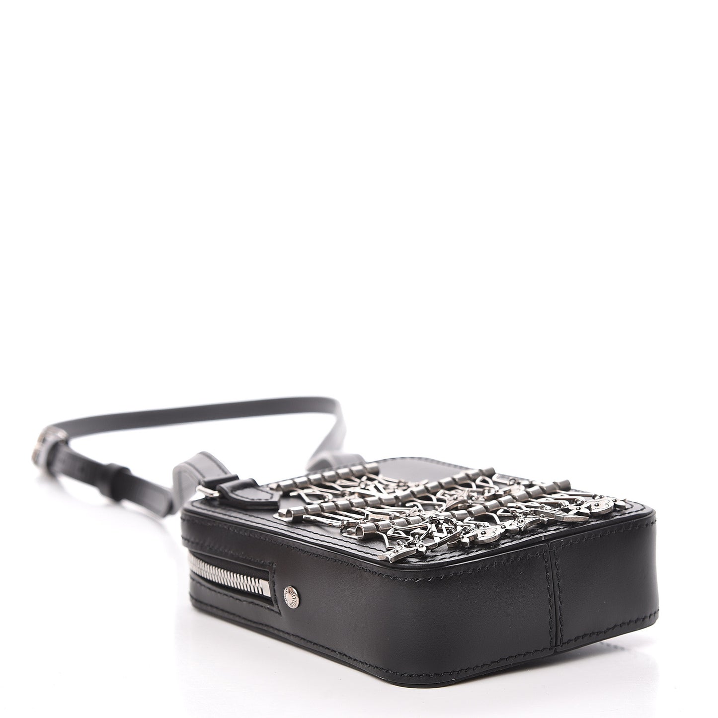 Calfskin Flower Charms Danube Messenger Black