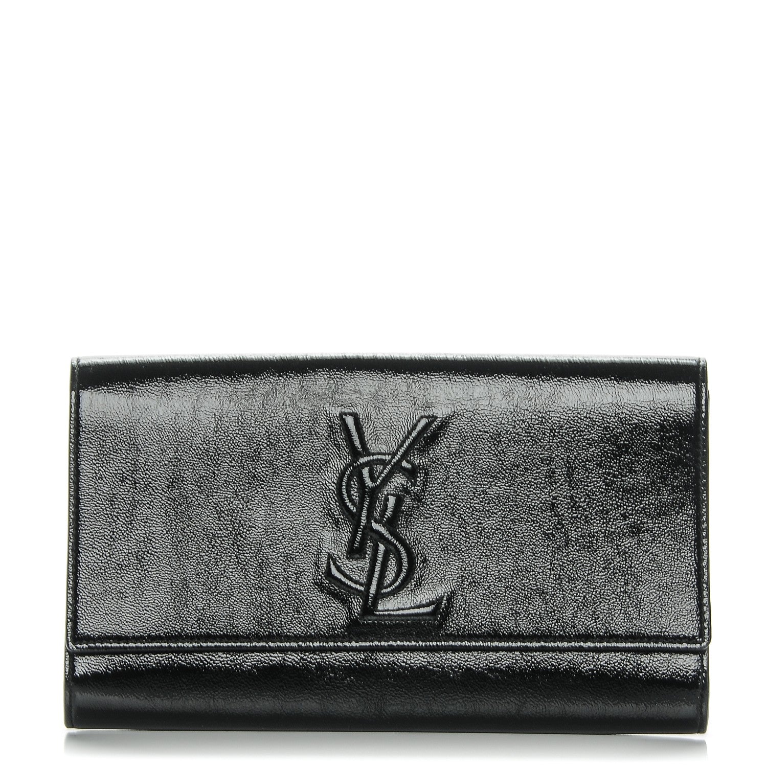 Saint Laurent Textured Patent Monogram Large Belle De Jour Clutch Black 1 of 7