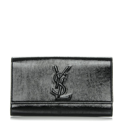 Saint Laurent Textured Patent Monogram Large Belle De Jour Clutch Black 1 of 7