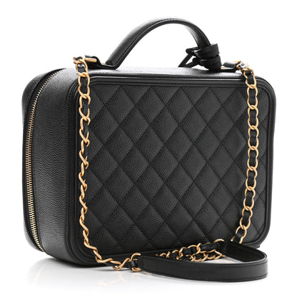 Chanel Caviar Quilted Large CC Filigree Vanity Case Black 3 of 11