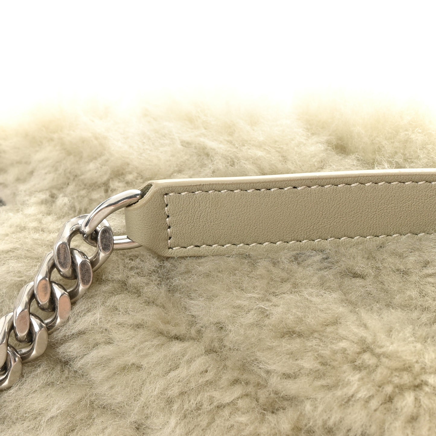 Calfskin Shearling Monogram Medium Niki Chain Satchel Grey