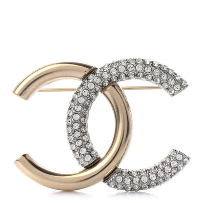 Chanel Crystal CC Brooch Light Gold 1 of 4