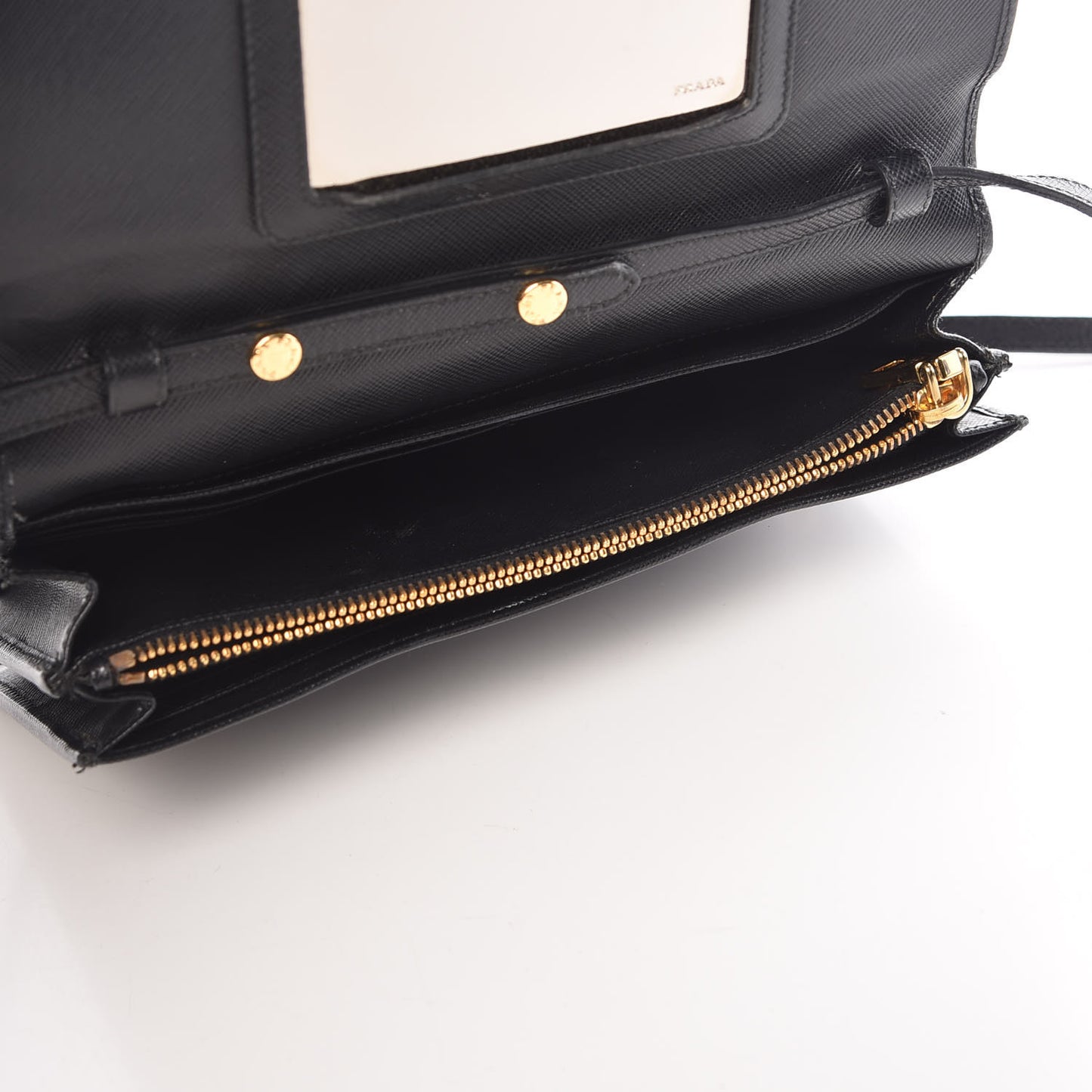 Saffiano Metal Flap Wallet With Strap Black