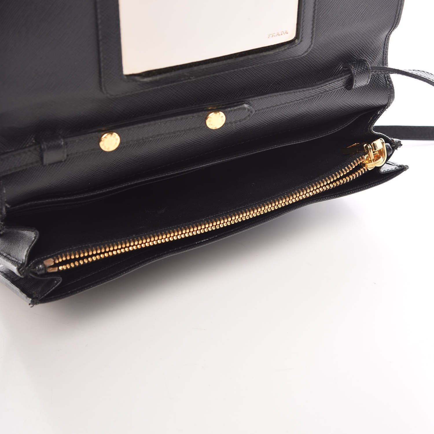 Prada Saffiano Metal Flap Wallet With Strap Black 5 of 14