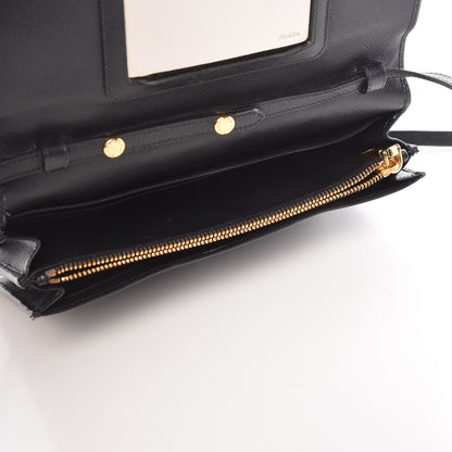 Prada Saffiano Metal Flap Wallet With Strap Black 5 of 14