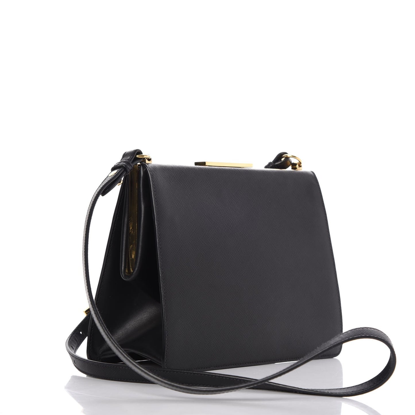 Saffiano City Calfskin Light Frame Bag Nero Black