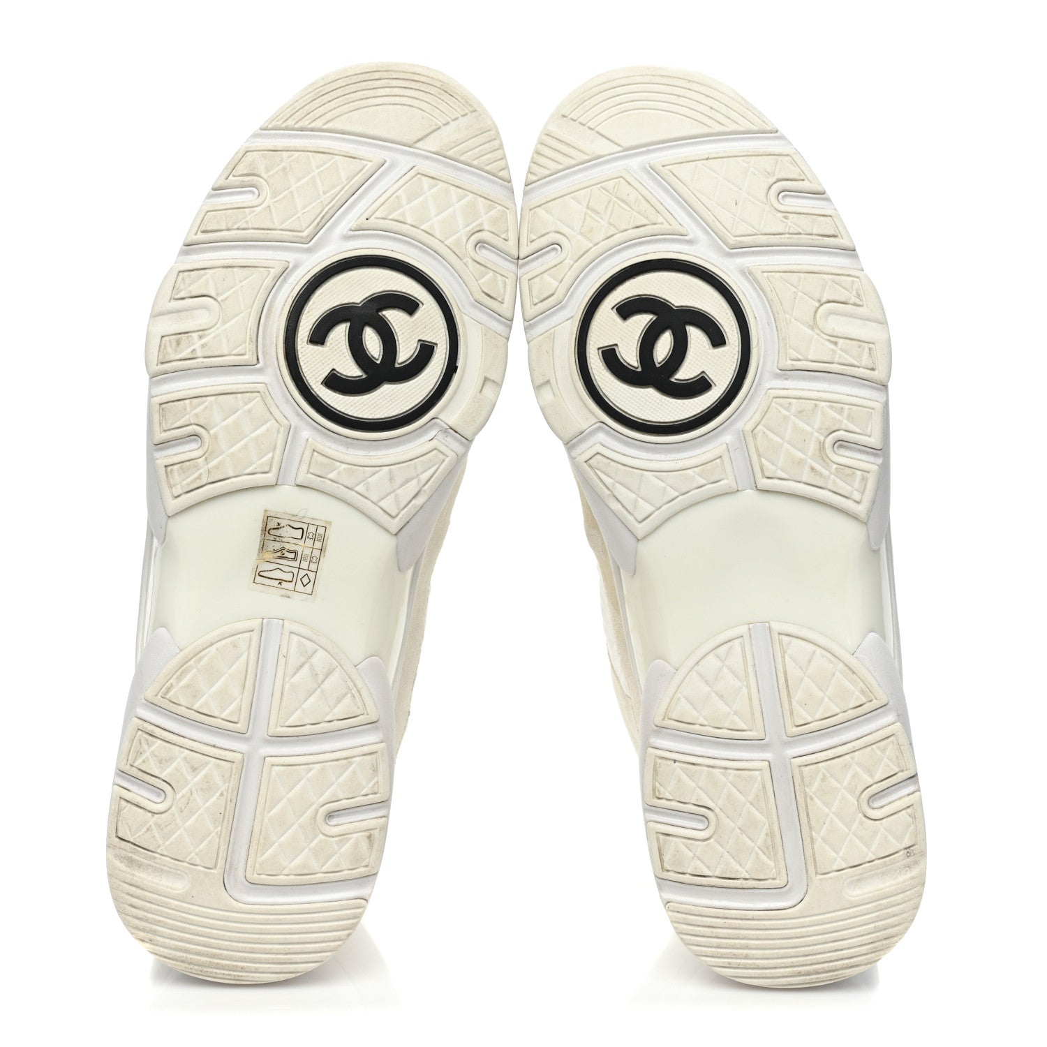 Chanel Suede Calfskin Fabric CC Sneakers 41 White 6 of 19