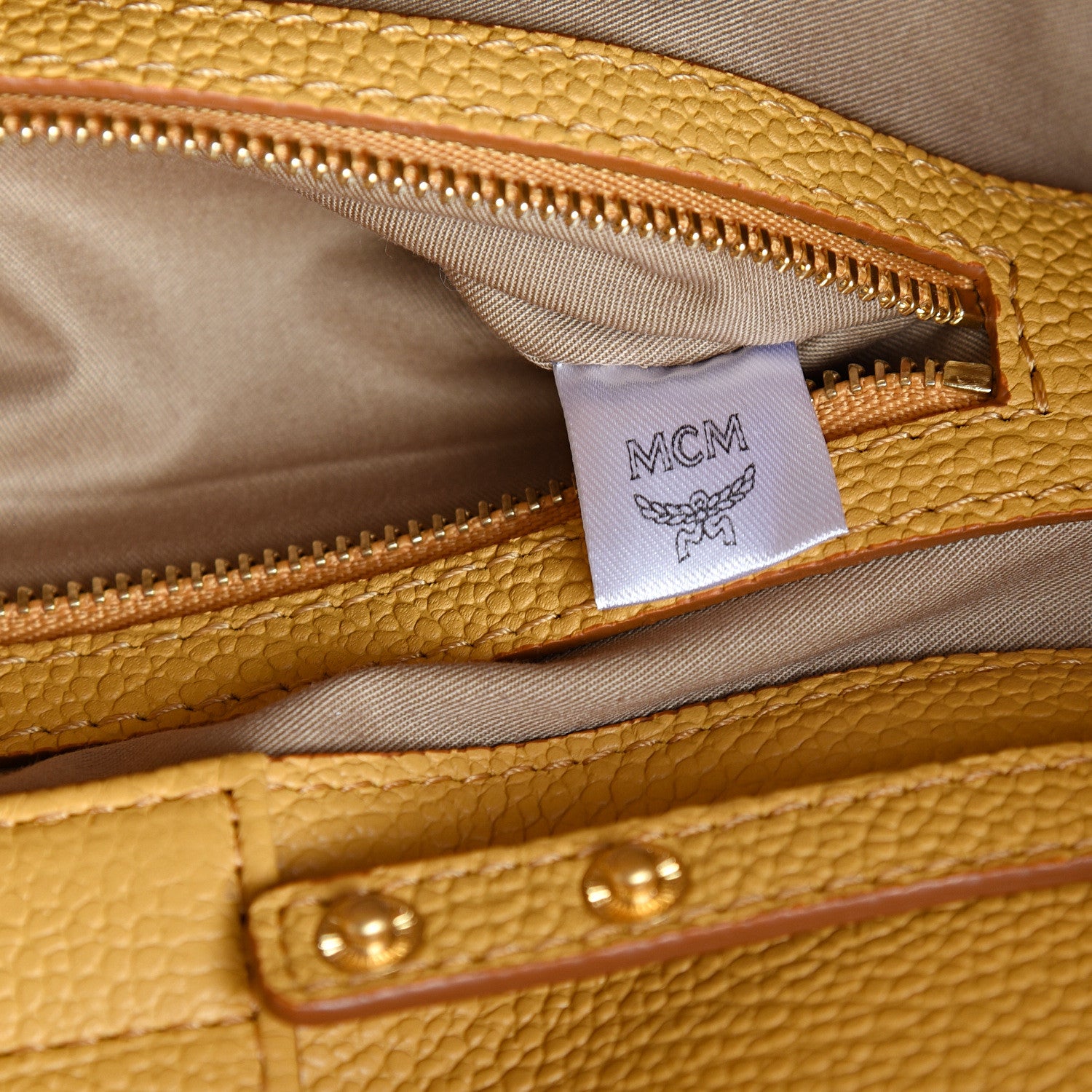 MCM Visetos Medium Corina Shoulder Bag Beige Yellow 6 of 13