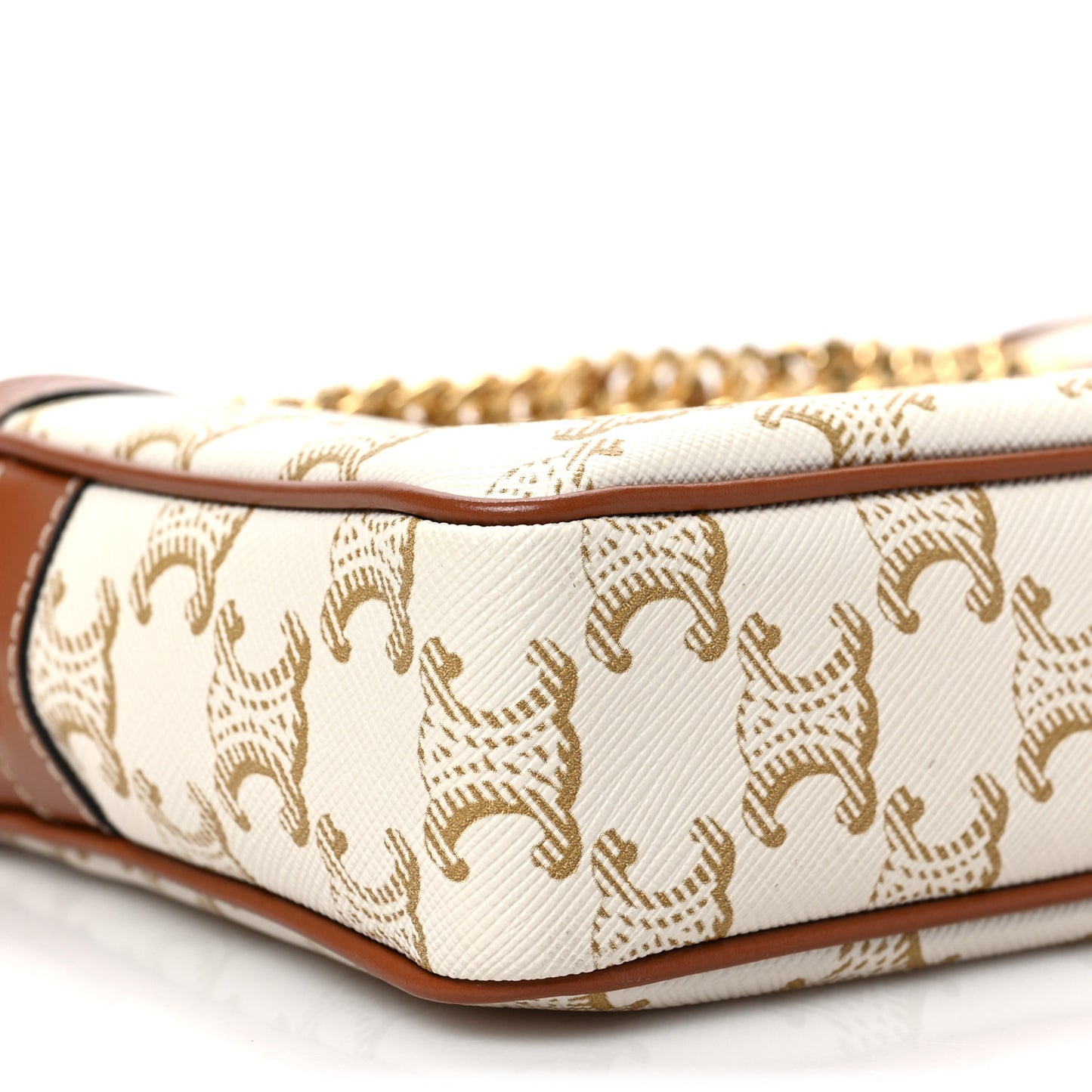 Calfskin Triomphe Canvas Small Patapans White