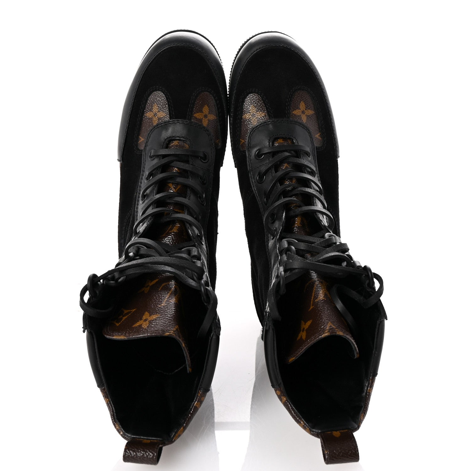 Louis Vuitton Suede Calfskin Monogram Laureate Platform Desert Boots 38 Black 2 of 11