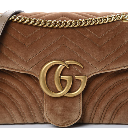 Gucci Velvet Matelasse Medium GG Marmont Shoulder Bag Taupe 7 of 11