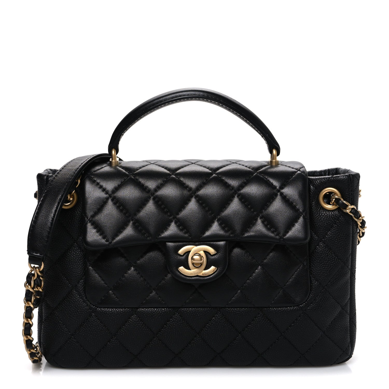 Chanel Caviar Calfskin Quilted Small Top Handle Flap Black 1 of 10