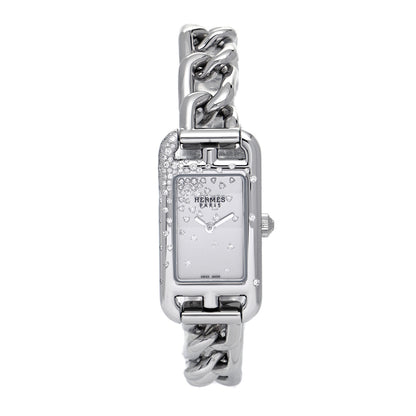 Hermes Stainless Steel Diamond 17mm Nantucket Jete De Diamants Quartz Watch 1 of 6