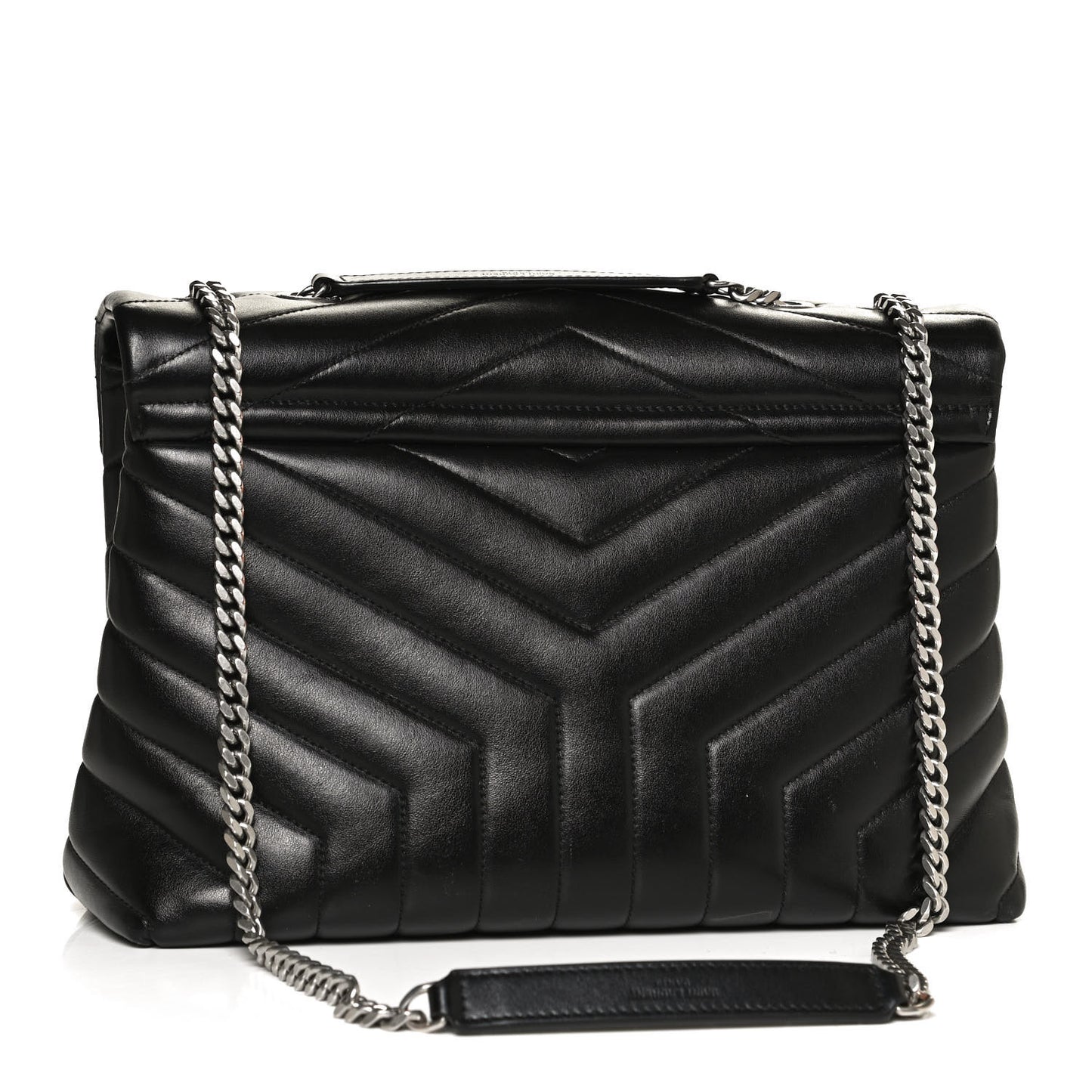 Calfskin Y Quilted Monogram Medium Loulou Chain Satchel Black