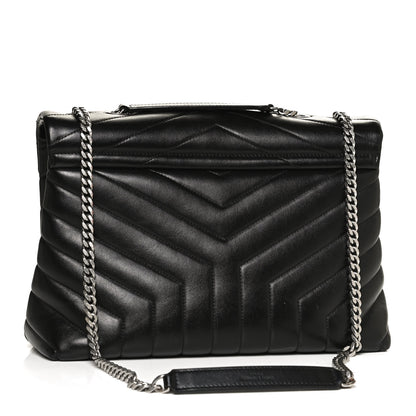 Saint Laurent Calfskin Y Quilted Monogram Medium Loulou Chain Satchel Black 3 of 13