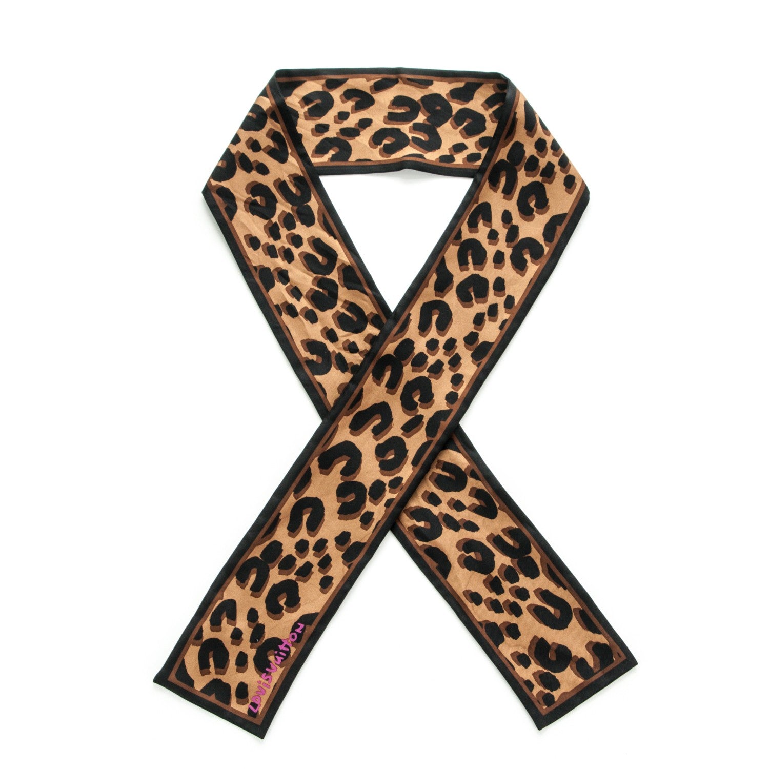 Louis Vuitton Silk Leopard Bandeau Scarf Marron 1 of 5