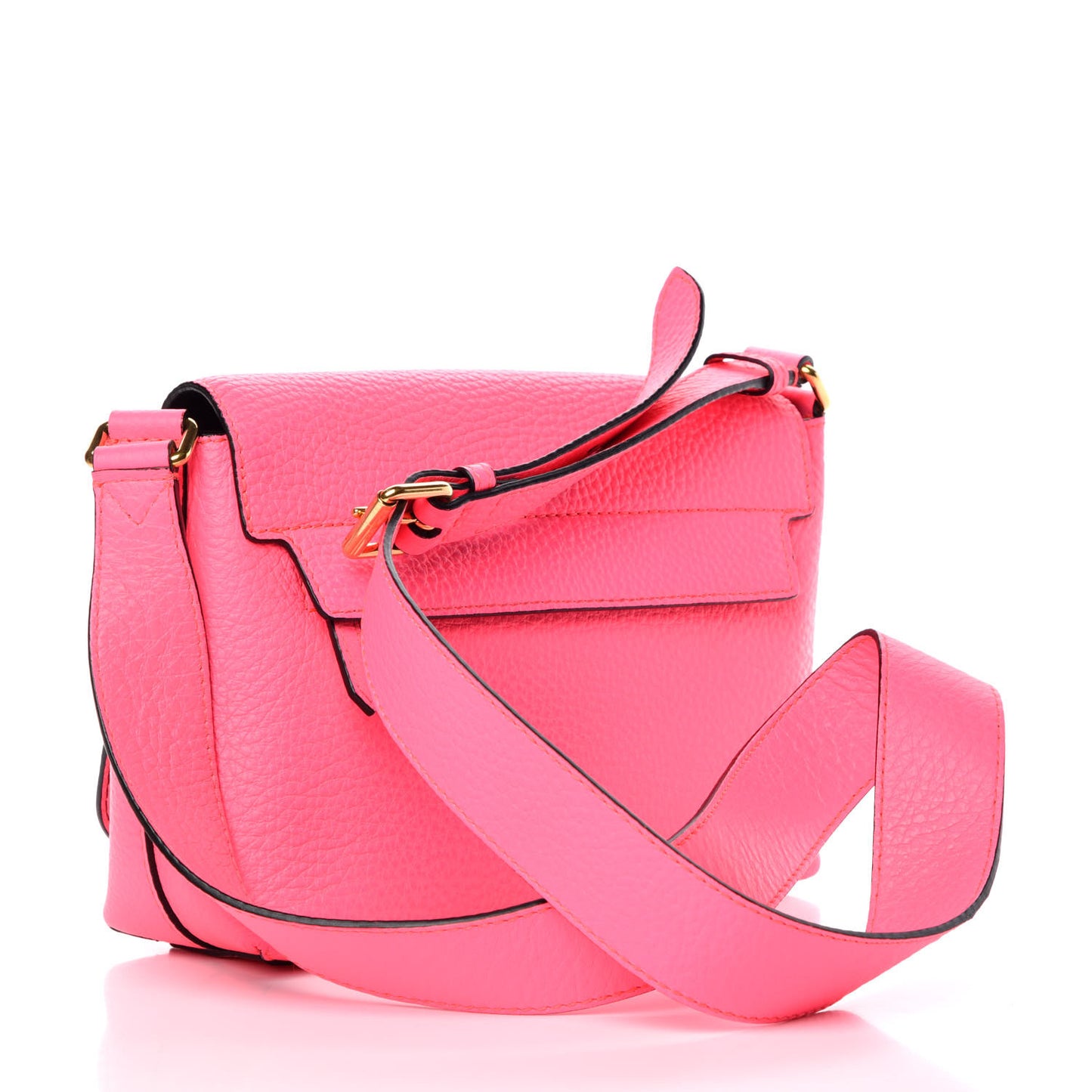 Calfskin Smooth Grain Small Burleigh Crossbody Bag Neon Pink