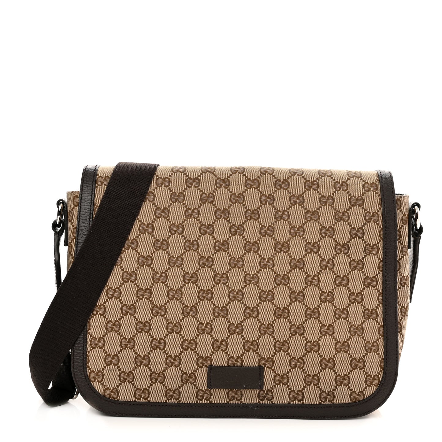 Monogram Large Flap Messenger Bag Beige Dark Brown