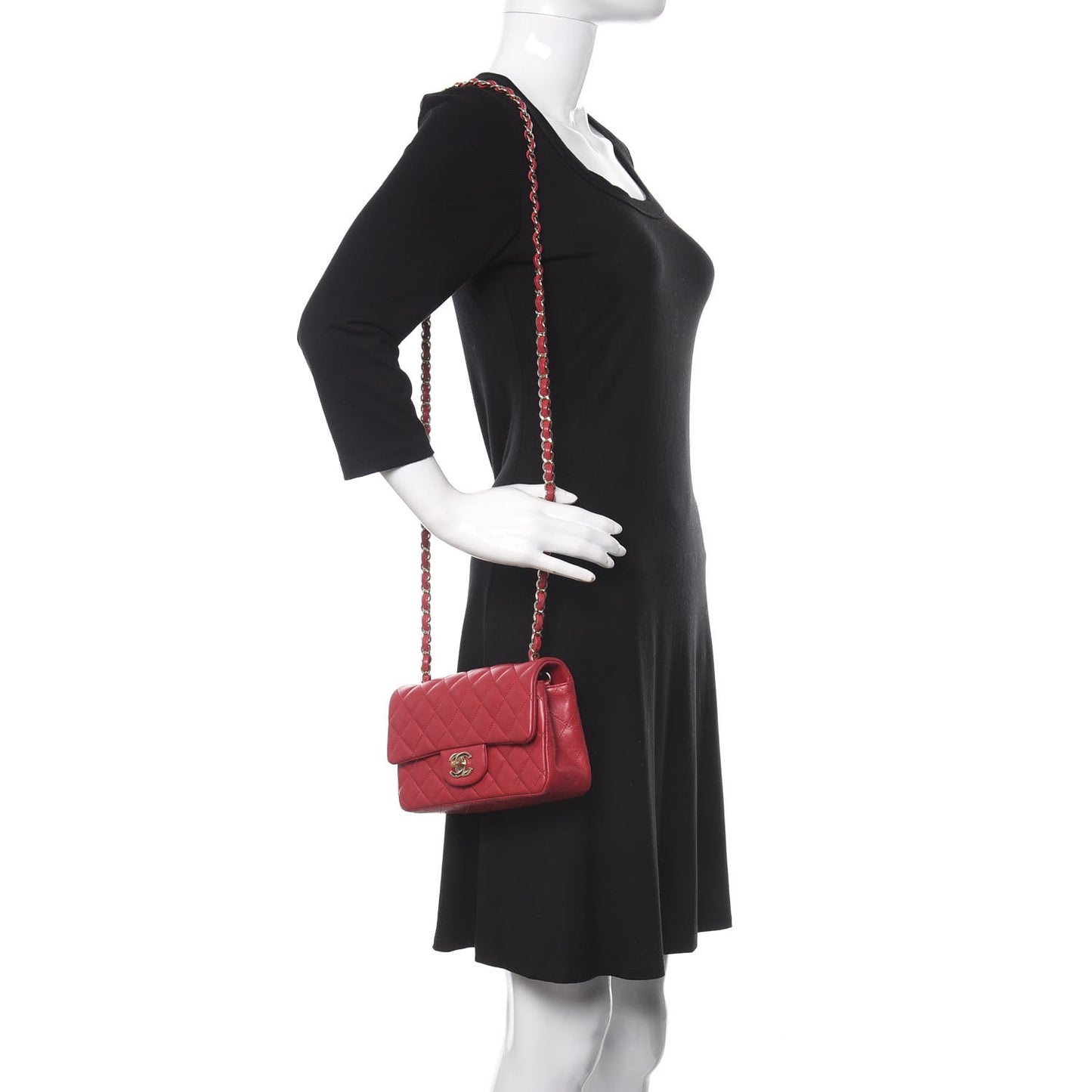 Lambskin Quilted Mini Rectangular Flap Red