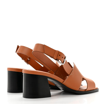 Hermes Calfskin Elbe 60 Sandals 35.5 Marron Glaise 4 of 8