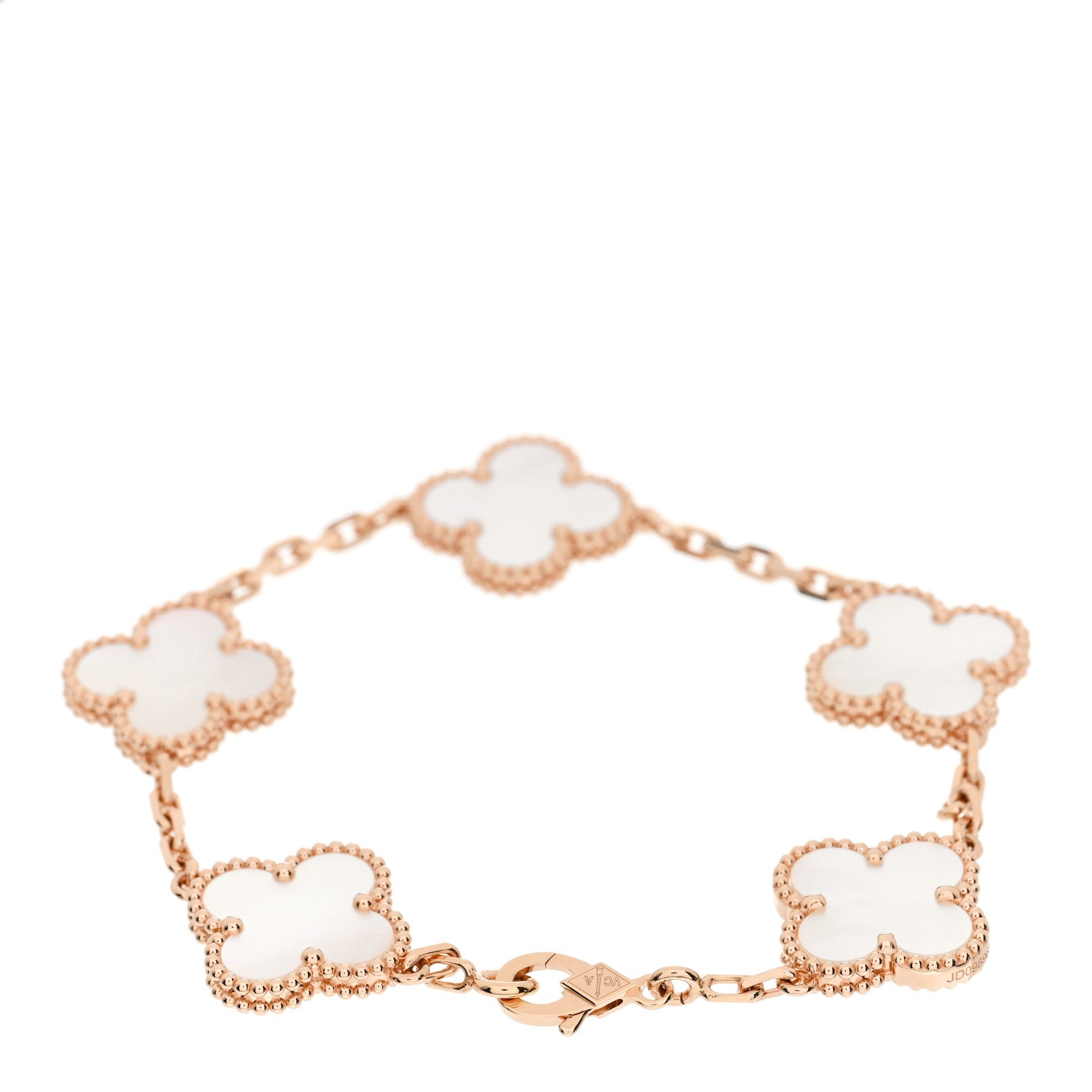Van Cleef & Arpels 18K Rose Gold Mother of Pearl 5 Motifs Vintage Alhambra Bracelet 4 of 11