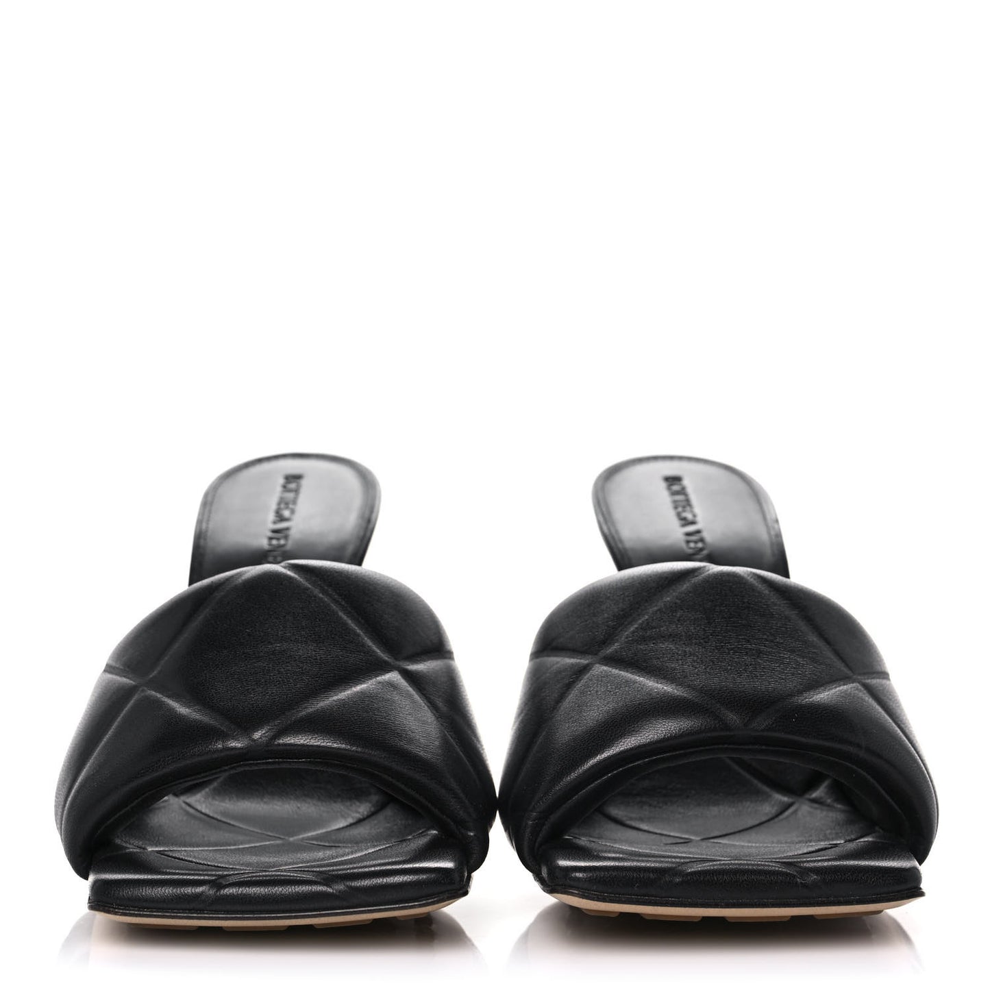 Nappa Quilted Rubber Lido Mule Sandals 37.5 Black